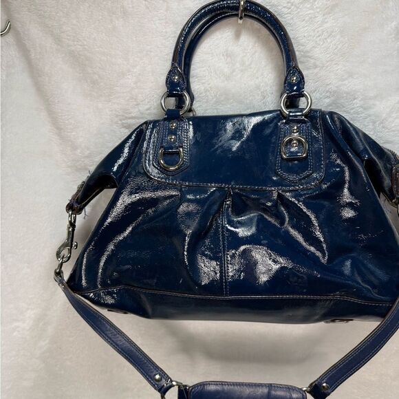 Coach Blue Patent Leather Satchel - Picture 7 of 9